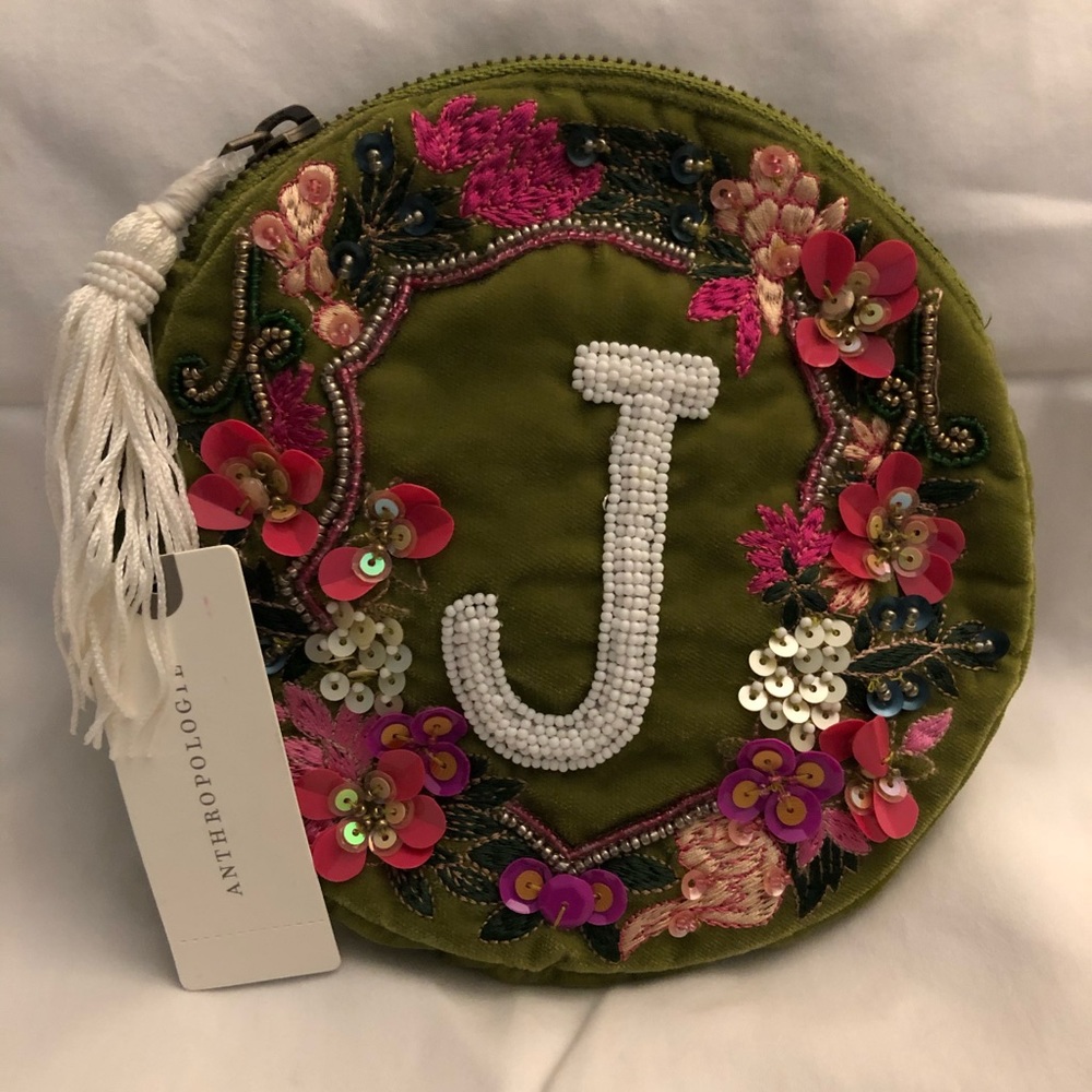 Anthropologie Anna Harlow Russo "J”  Beaded Bag